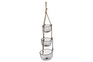 WIRE BASKET WITH ROPE BLACK 26X126CM
