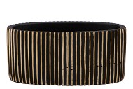 STRIPES BLACK GOLD OVAL POT 27X15X13CM NM