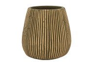 STRIPES GREEN GOLD POT 14X15CM NM