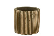 STRIPES GREEN GOLD CYLINDER POT 9X8CM NM