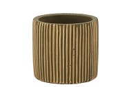 STRIPES GREEN GOLD CYLINDER POT 11X10CM NM