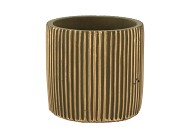 STRIPES GREEN GOLD CYLINDER POT 13X13CM NM