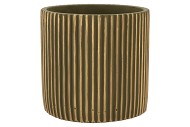 STRIPES GREEN GOLD CYLINDER POT 19X18CM NM