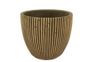 STRIPES GREEN GOLD EGG POT 14X13CM NM