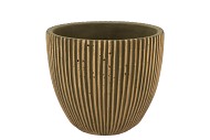 STRIPES GREEN GOLD EGG POT 14X13CM NM