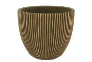 STRIPES GREEN GOLD EGG POT 16X15CM NM