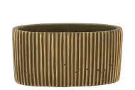 STRIPES GREEN GOLD OVAL POT 23X12X11CM NM