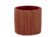 STRIPES RED GOLD CYLINDER POT 11X10CM NM