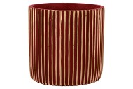 STRIPES RED GOLD CYLINDER POT 19X18CM NM