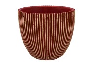 STRIPES RED GOLD EGG POT 16X15CM NM