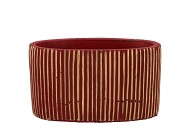 STRIPES RED GOLD OVAL POT 19X10X10CM NM