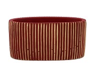 STRIPES RED GOLD OVAL POT 23X12X11CM NM