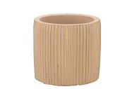 STRIPES SAND GOLD CYLINDER POT 11X10CM NM