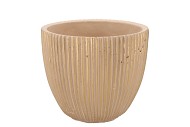 STRIPES SAND GOLD EGG POT 14X13CM NM