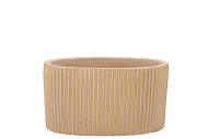 STRIPES SAND GOLD OVAL POT 15X9X9CM NM