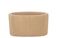 STRIPES SAND GOLD OVAL POT 19X10X10CM NM