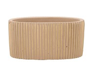 STRIPES SAND GOLD OVAL POT 23X12X11CM NM