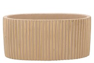 STRIPES SAND GOLD OVAL POT 27X15X13CM NM