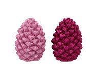 JINGLE FUCHSIA/PINK PINECONE ASS 7X7X10CM