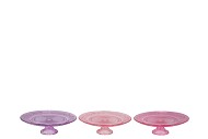 DAYAH PRETTY PINK GLASS PLATE ON FOOT 15X8CM ASS P/1
