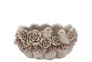 CONCRETE ANTIQUE PUMPKIN BIRD BOWL OVAL 25X17X14CM