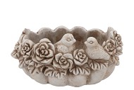 CONCRETE ANTIQUE PUMPKIN BIRD BOWL OVAL 31X22X17CM