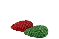JINGLE RED/GREEN PINECONE ASS 10X5X5CM