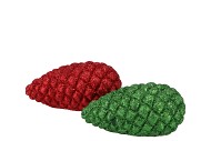 JINGLE RED/GREEN PINECONE ASS 13X7X6CM