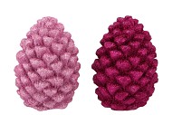 JINGLE FUCHSIA/PINK PINECONE ASS 9X9X13CM