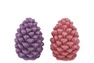 JINGLE PURPLE/PINK PINECONE ASS 7X7X10CM