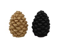 JINGLE GOLD/BLACK PINECONE ASS 7X7X10CM