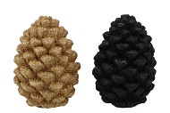 JINGLE GOLD/BLACK PINECONE ASS 9X9X13CM