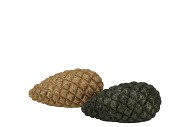 JINGLE OLIVE GREEN PINECONE ASS 10X5X5CM