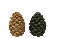 JINGLE OLIVE GREEN PINECONE ASS 7X7X10CM