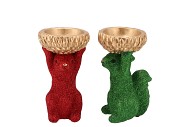 JINGLE RED/GREEN SQUIRREL ASS 12X10X17CM