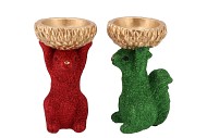 JINGLE RED/GREEN SQUIRREL ASS 14X12X23CM