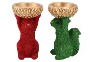 JINGLE RED/GREEN SQUIRREL ASS 18X17X28CM