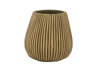 STRIPES GREEN GOLD POT 12X13CM