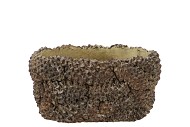 CONCRETE NATURAL PINECONE BOWL OVAL 22X12X11CM
