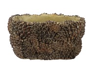 CONCRETE NATURAL PINECONE BOWL OVAL 25X15X13CM