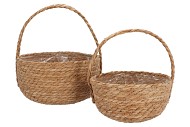 SEAGRASS LAOS STRAW BASKET NATURAL HANDLE S/2 27X15CM