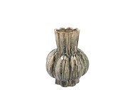 GARLIC GREEN ACTIVE GLAZE LOW VASE 16X19CM