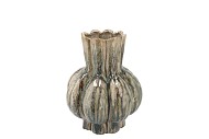 GARLIC GREEN ACTIVE GLAZE LOW VASE 21X25CM