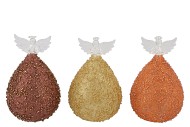 SPARKLY COPPER/BRONZE/CHAMPAGNE ANGEL GLASS LED ASS 9X16CM
