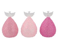 SPARKLY FUCHSIA/PINK LED ANGEL GLASS ASS 9X16CM