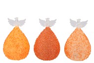 SPARKLY ORANGE LED ANGEL GLASS ASS 9X16CM