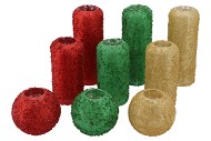 SPARKLY GREEN/RED/GOLD T-LIGHTS S/3