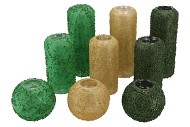 SPARKLY GREEN/CHAMPAGNE T-LIGHTS S/3