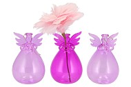 SPARKLY FUCHSIA/PINK ANGEL GLASS VASE 7X12CM