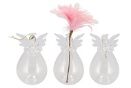 SPARKLY CLEAR ANGEL GLASS VASE 7X12CM